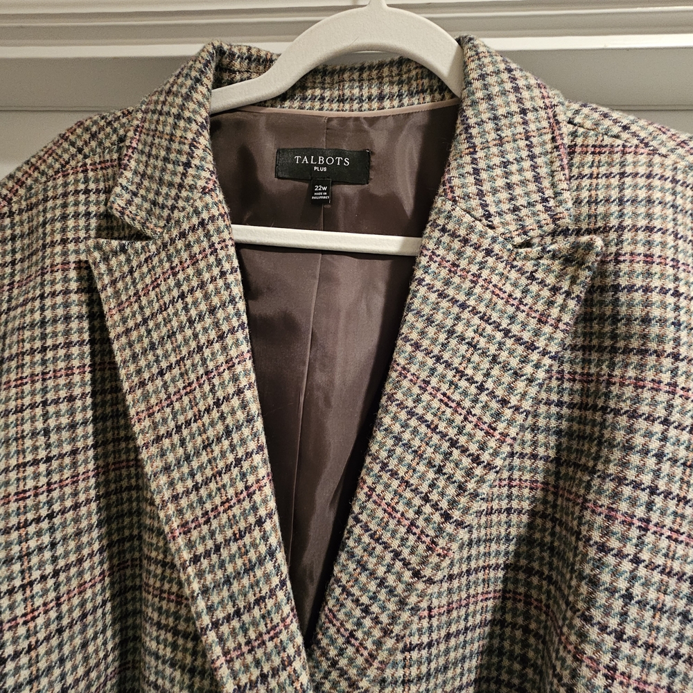 Equestrian Plaid Women's Jacket by Talbots 22W - Picture 5 of 10